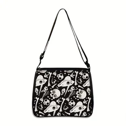 Gothic Cat Printed Shoulder Bag  Halloween Crossbody Purs Perfect Christmas Carrying Bag, Christmas Gift Daily Casual Bag