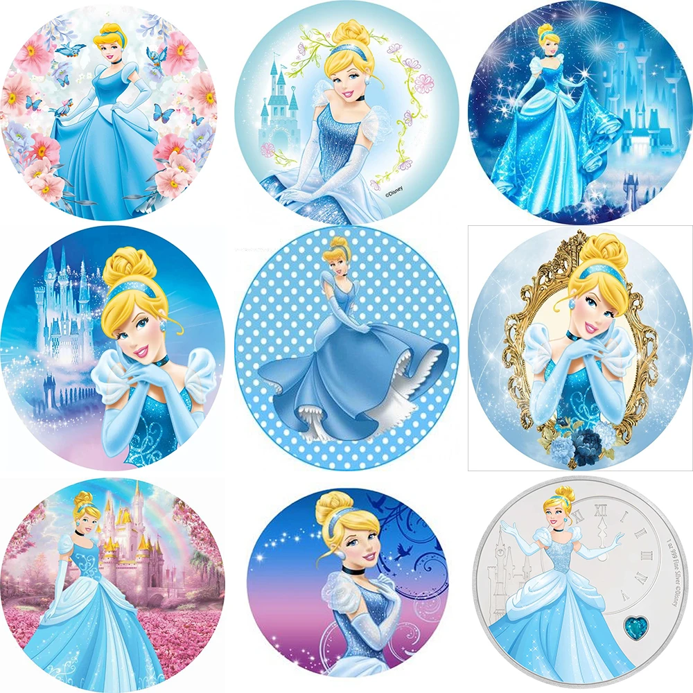 Princess Cinderella Circle Backdrop Girl Birthday Party Photo Round Background for Photo Studio Supplies Banner Decoration Cover