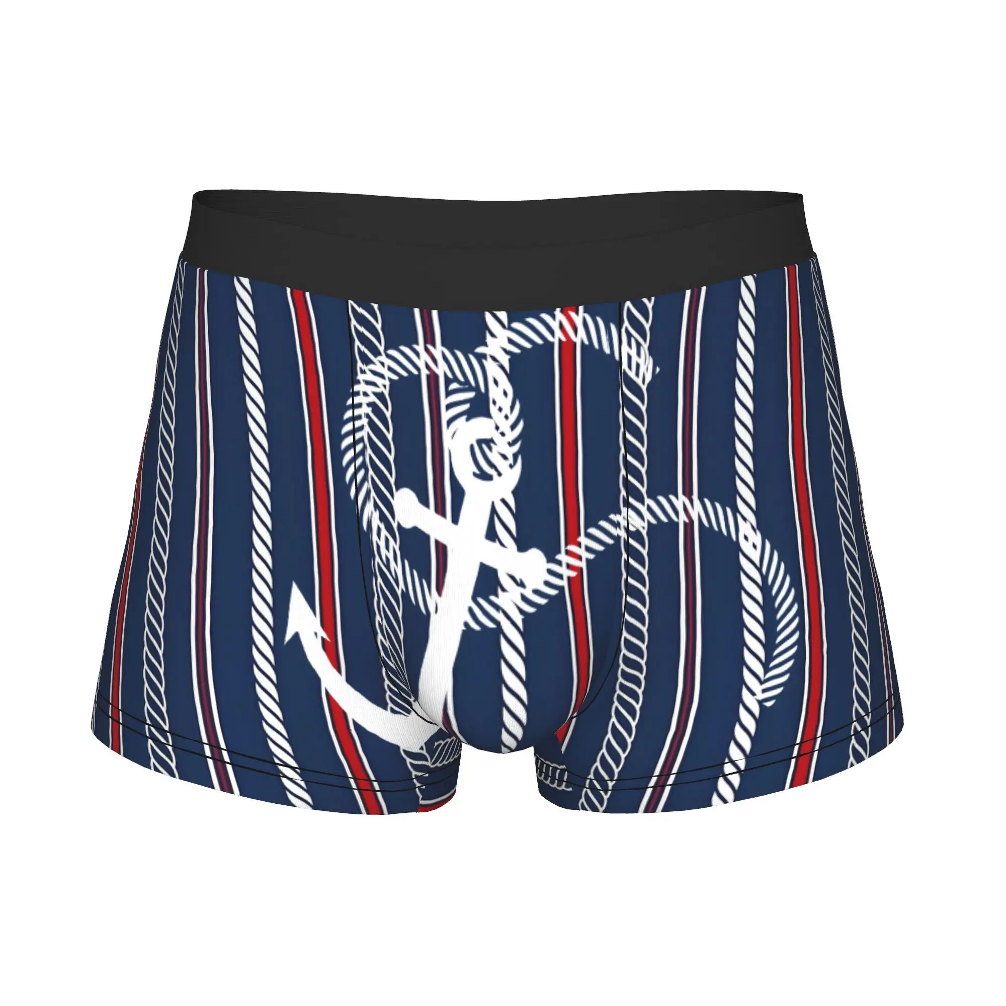 Nautical Blue Ropes Underwear Men Printed Sailor Stripes Boxer Shorts Panties Briefs Breathable Underpants