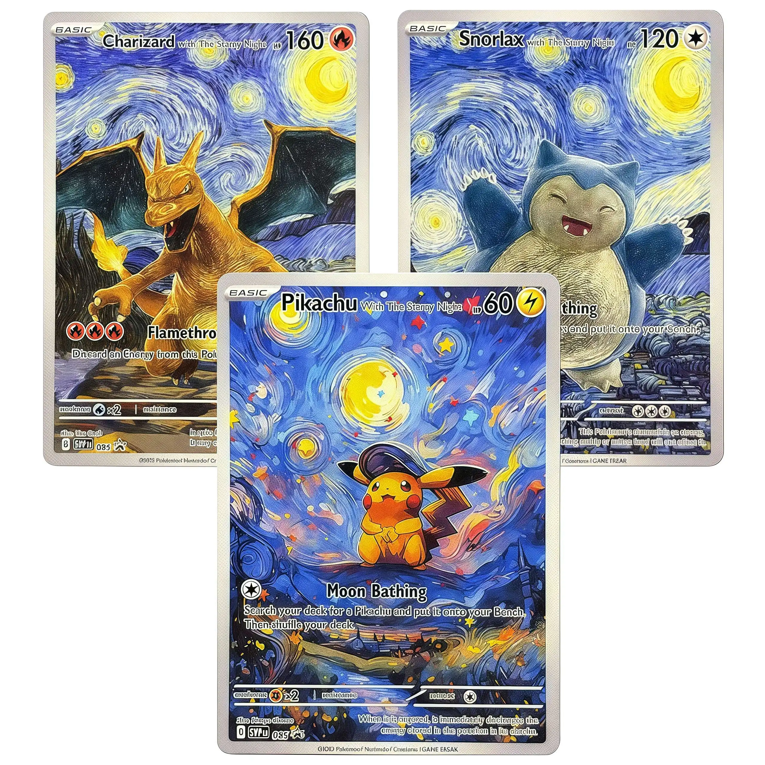 

PTCG Proxy Cards (Starry Night) Pikachu Clefairy Mew Venusaur Mewtwo Blastoise Game Collectible Trading Card for PTCG Battles