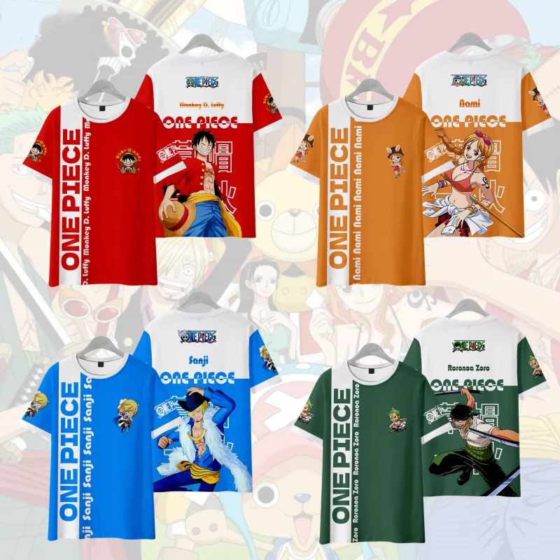 

One Piece Nami Luffy Zoro Anime Two-Dimensional Cartoon Short Sleeve Creative Personality Loose and Breathable T-Shirt Wholesale