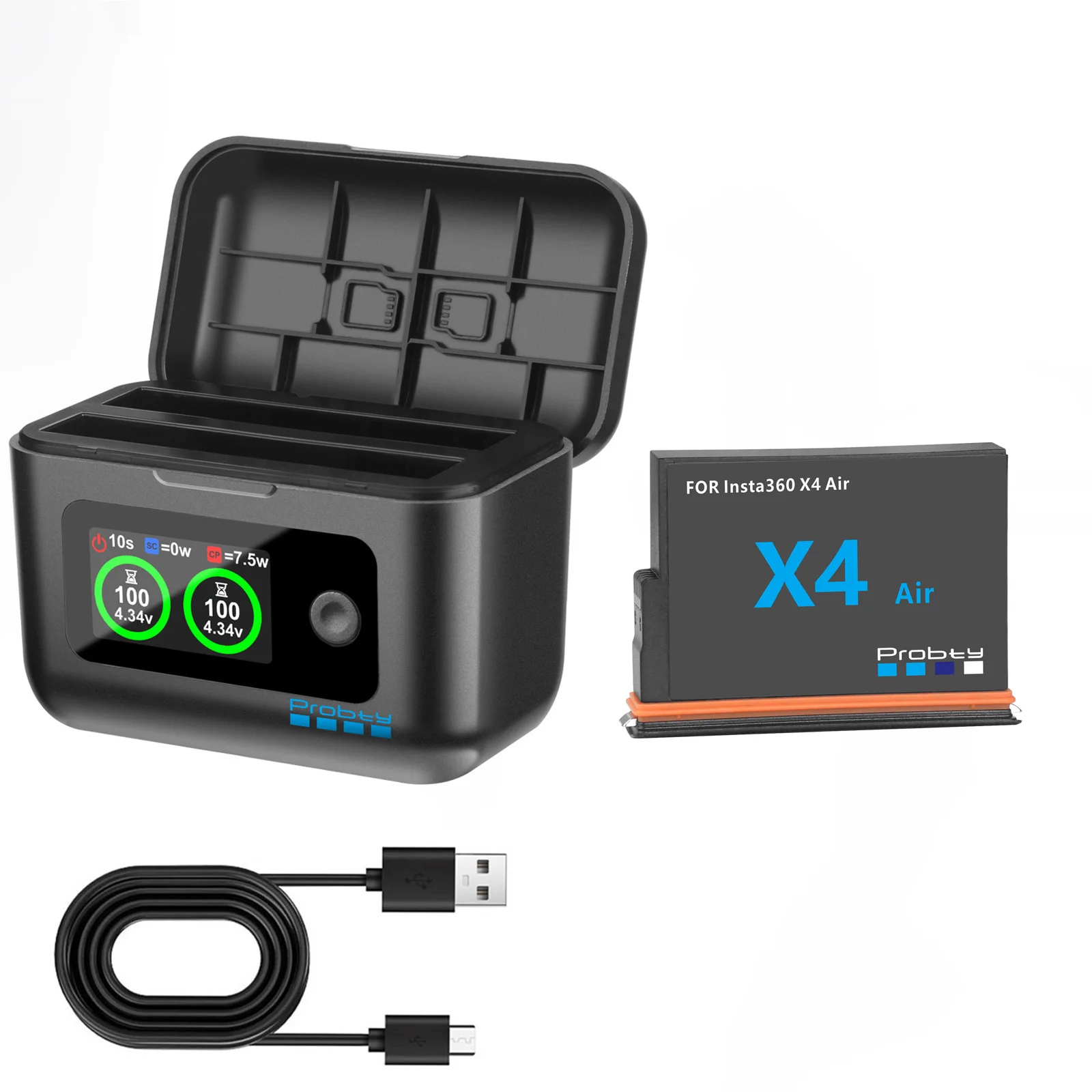 Vervangende accu voor Insta360 X4 Air 2100mAh/ Snelle oplader voor Insta 360 X4 Air action camera accessoires