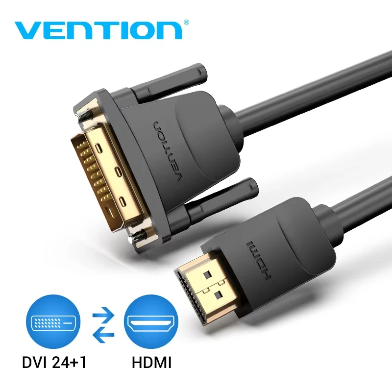 Vention Cable HDMI a DVI 1m 2m 3m 5m DVI-D 24 + 1 Pin compatible con 1080P 3D Cable HDMI de alta velocidad para LCD DVD HDTV XBOX proyector PS3