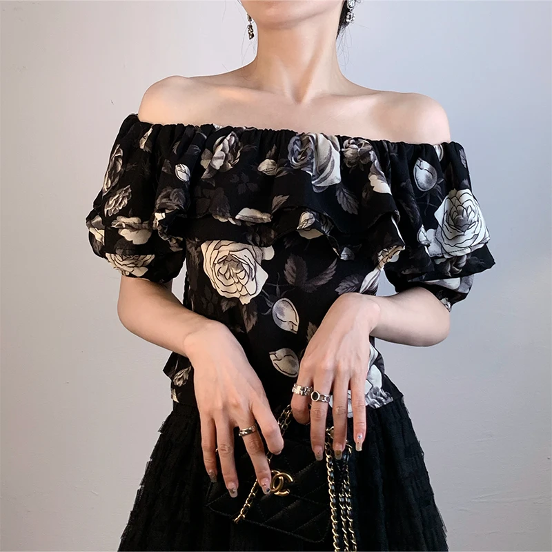 

DSG Advanced One-Shoulder Top Summer New Style Slimming Design Unique Shoulder Exposure Short Sleeve Ladies T-shirt