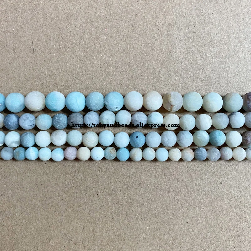 Natural Stone Frost Matte Mixed Colors Amazonite Gem Round Loose Beads 15\