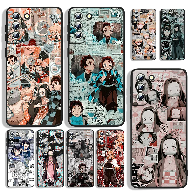 

Kimetsu No Yaiba Demon Slayer Phone Case For Samsung Galaxy S22 S21 S20 FE Ultra S10e S10 S9 S8 S7 Lite Plus Edge Black Cover