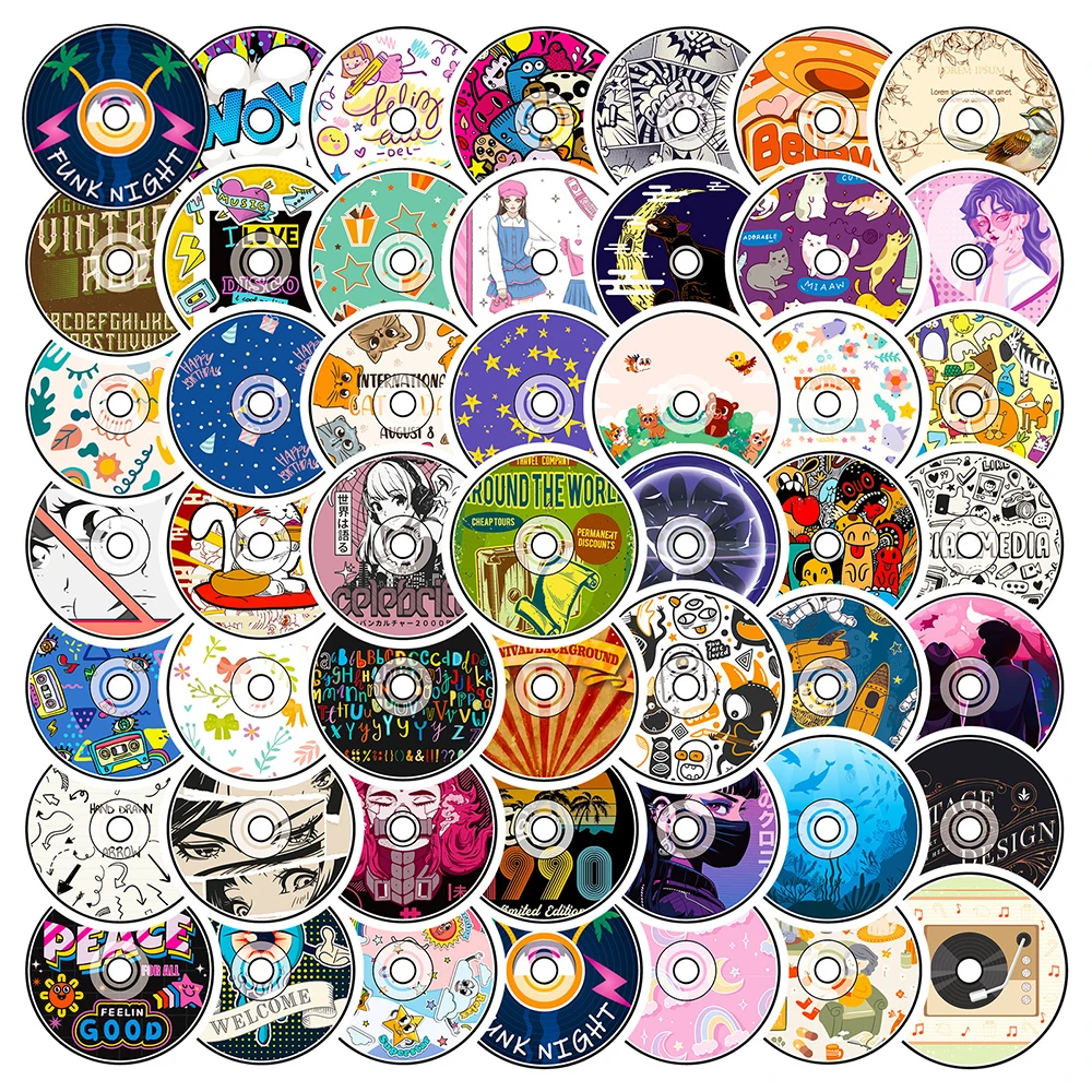 

10/30/50pcs Funny Personality Music CD Graffiti Stickers DIY Suitcase Scrapbook Helmet Laptop Cool Waterproof Sticker Decoration