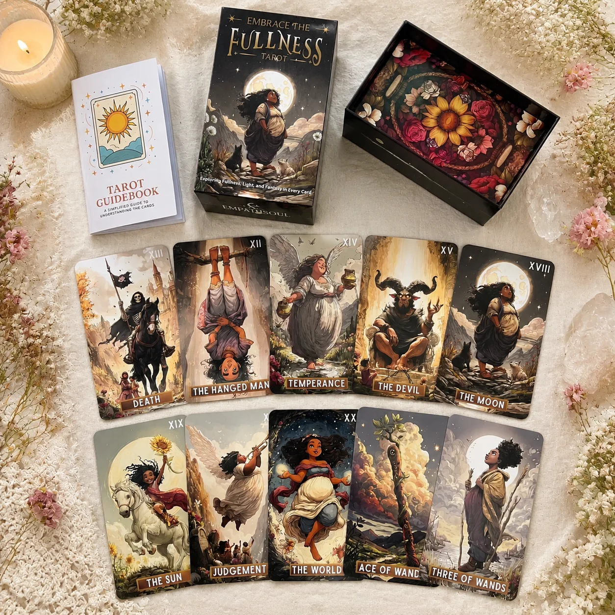 78 Tarot Cards Set, 13x8 Cm, Embrace The Fullness Tarot Explore Richness, Light, Fantasy, Includes Paper Manual, Perfect for Car - view 6