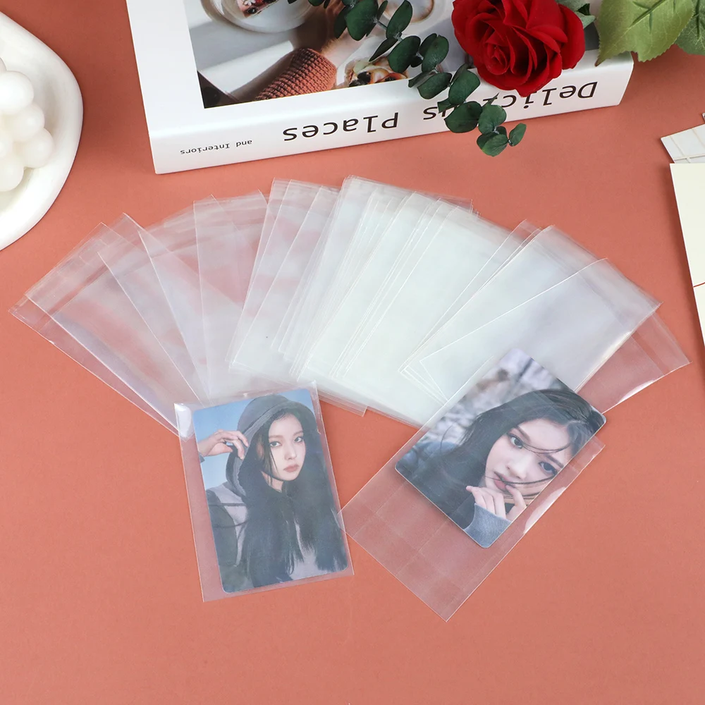 50pcs Transparent Photo Protector Sleeves Holographic Card Cover Idol Photo Storage Bag Card Film Photo Card Packing Supplies