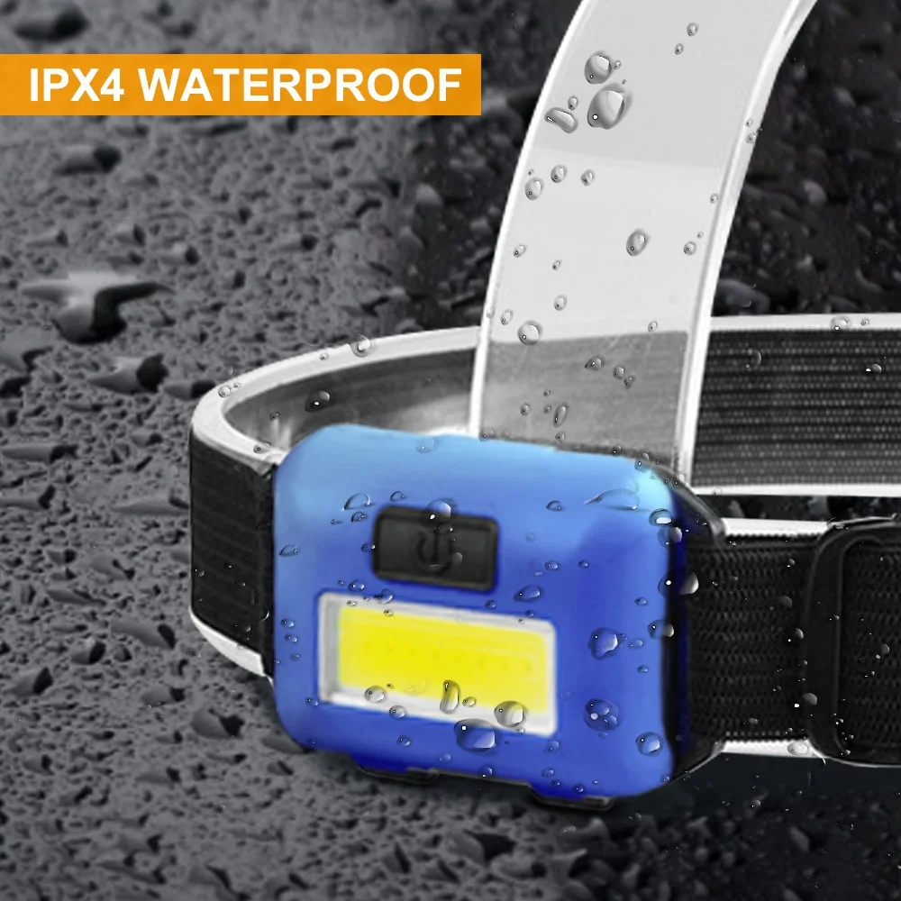 Portable Lighting COB Headtorch LED Headlamp Mini Battery Headlight 3 Modes Waterproof Flashlights for Outdoor Camping Hiking