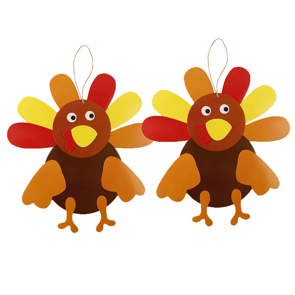 3 Pcs Kids Educational Toys Turkey Decorations Crafting DIY Accessories Decorate Paper Tray Handmade Hanging