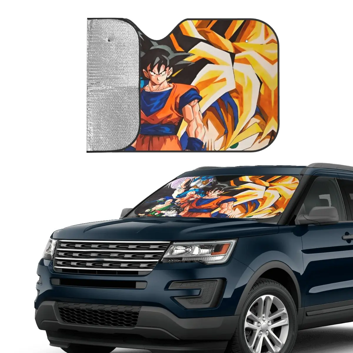 Anime Dragon Ball Z Son Goku Windshield Sunshade Novelty Car Front Windshield 76x140cm Sun Visor Car-covers