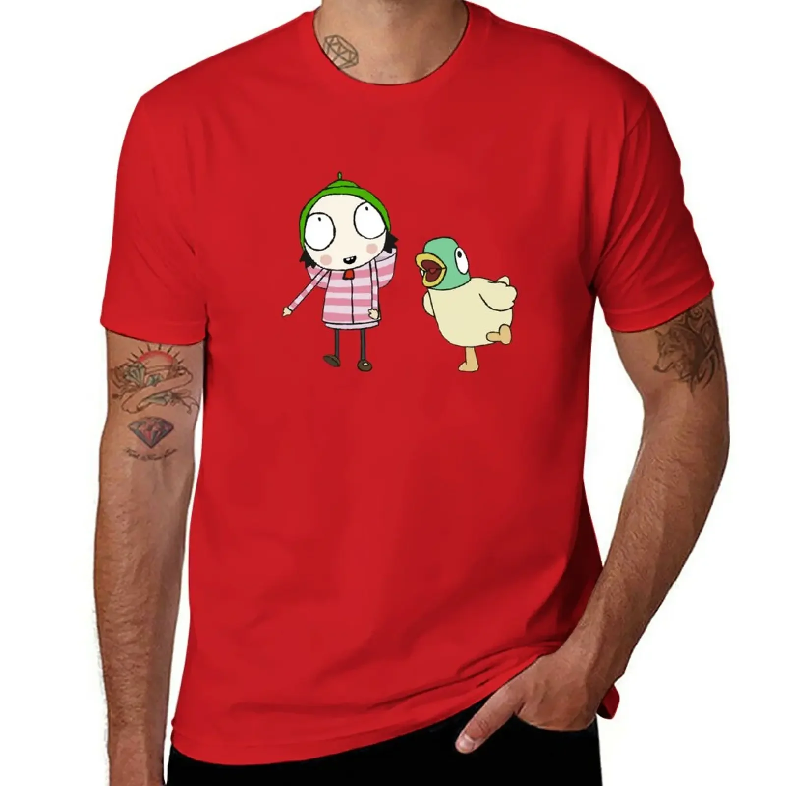 New Sarah and duck T-Shirt oversized shirts korean fashion plus size for men Short Sleeve Outfits vintage mens designer clothes