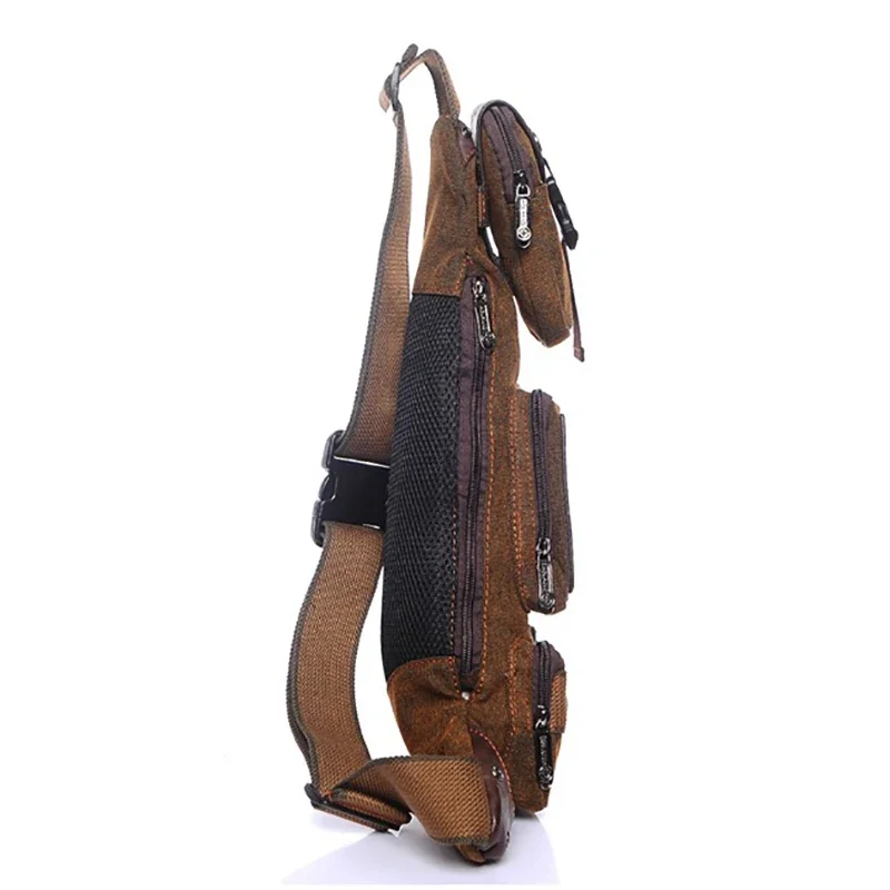 High Quality Canvas Sling Rucksack For Men Riding Travel Casual Shoulder Crossbody Bag Multi-Pockets Chest Daypack Backpack