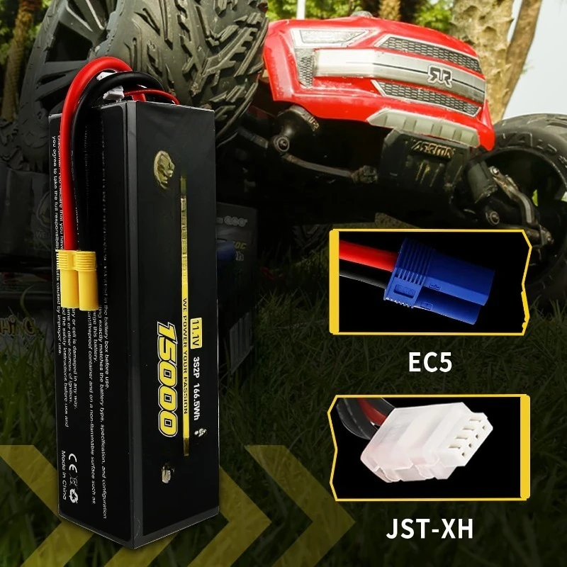 3S 리포 배터리 11.1V 15000mAh 100C 리포 배터리 EC5 플러그 포함 RC 자동차 RC 트럭 RC 모델용