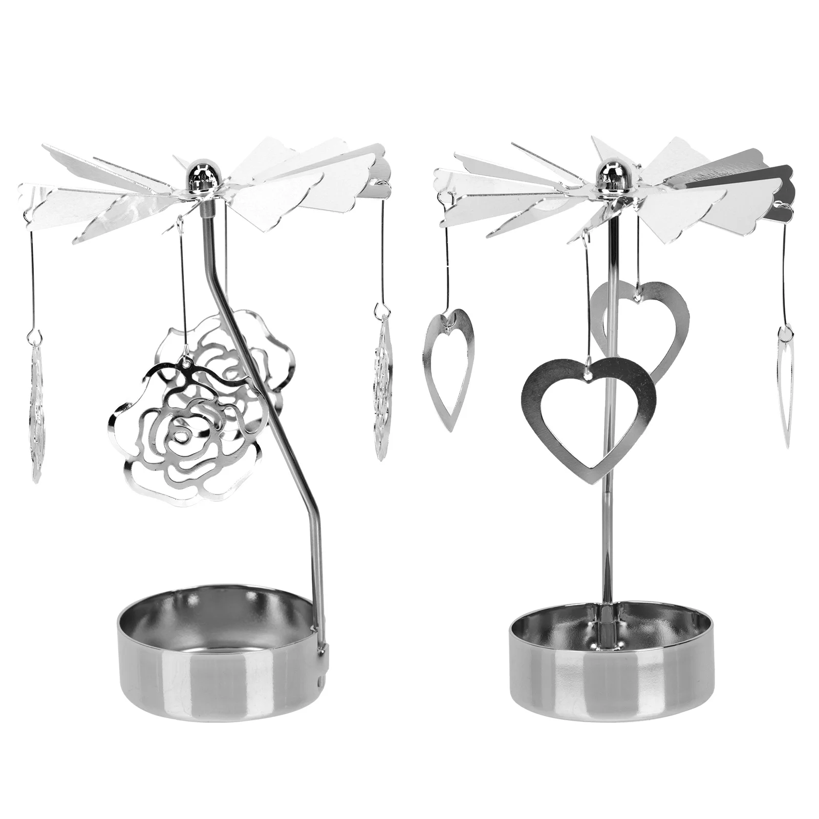 

2 Pcs Transfer Windmill Candlestick Rotating Valentine's Day Holder Exquisite Decorative Home