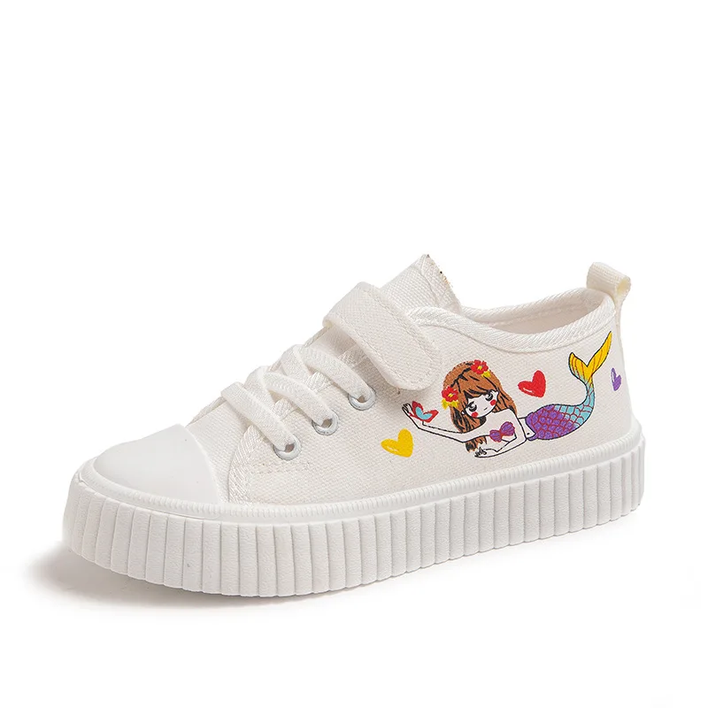 New Fashion Kids Cartoon Casual Soft Bottom Board Shoes Girls Canvas Sneakers bambini antiscivolo studente bambino scarpe sportive singole