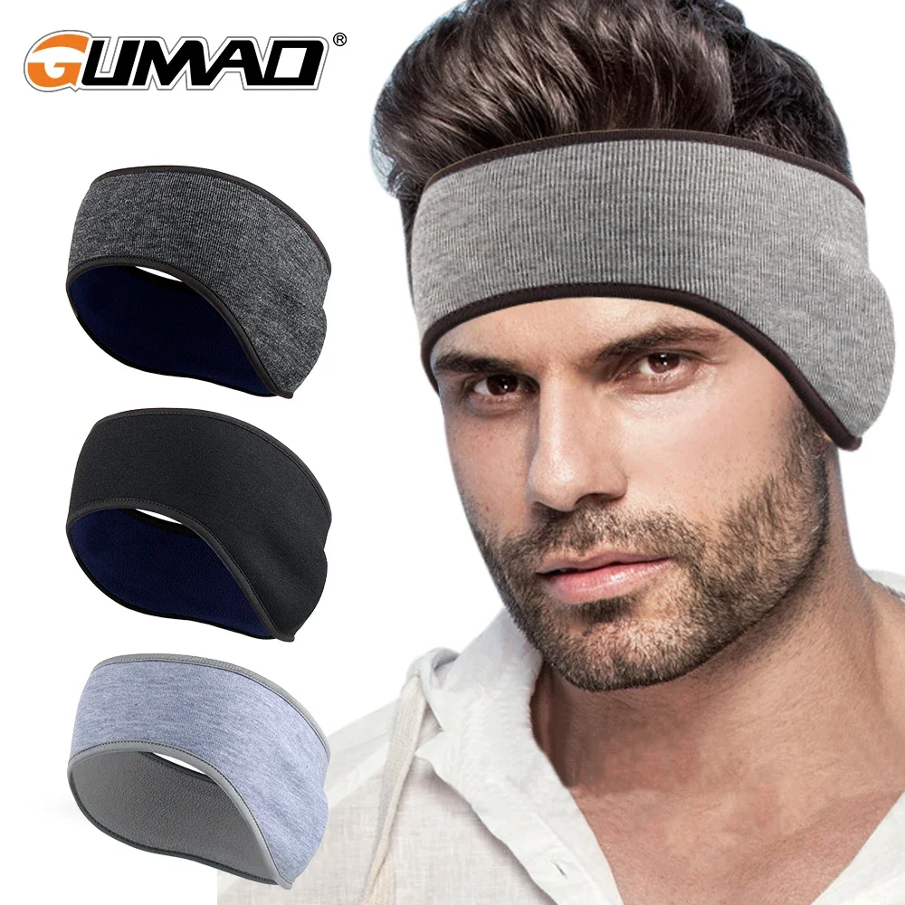 Men Elastic Winter Warmer Fleece Headband Black Thermal Head Hair Band Gym Yoga Running Soft Thick Sport Cycling Sweatband Women