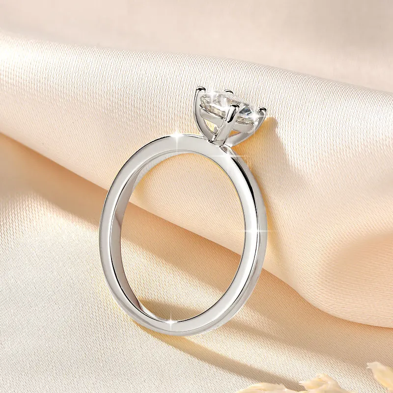 

Ehhai 1.0ct Round Moissanite Four Claws Solitare Promise Ring for Women Engagement Ring Fine Jewelry Wedding Anniversary Gifts