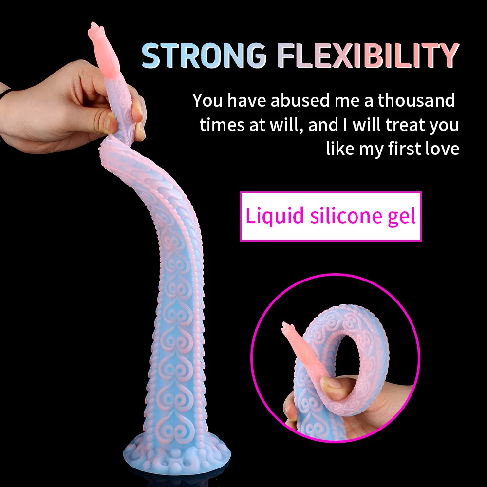 Extra Long Anal Plug Whip BDSM Whipping Buttocks Sadistic Sex Toys Big Suction Cup Soft Dildos Beautiful Flowers Pattern Sex Toy