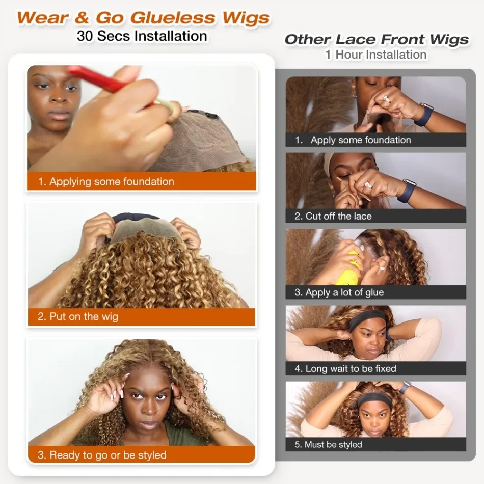 ارتداء والذهاب تسليط الضوء على غلويليس بوب شعر مستعار شعر الإنسان قبل قطعها قبل قطع P4/27 أومبير العسل شقراء شعر مستعار مجعد 5x5 HD الدانتيل إغلاق شعر مستعار #3