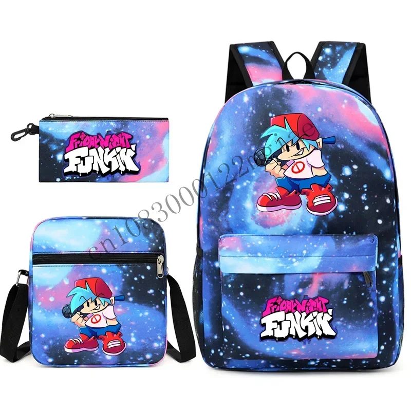 Popular Novelty Friday Night Funkin Print 3Pcs/Set Pupil School Bags Laptop Daypack Backpack Inclined Shoulder Bag Pencil CMM221