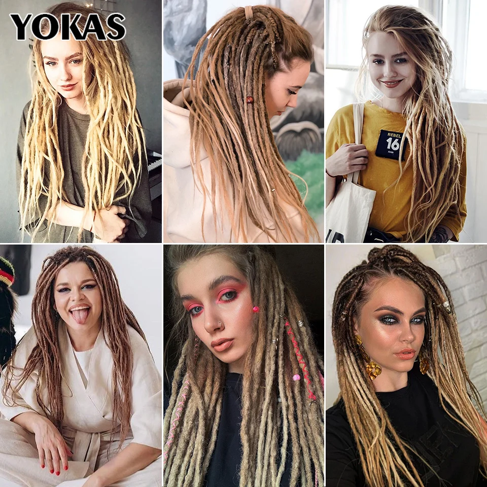 Estensioni Dreadlock Capelli sintetici fatti a mano all'uncinetto 24 36 pollici Estensione Dread Trecce all'uncinetto per le donne Dreadlocks Capelli YOKAS