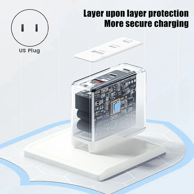 Essager 100W GAN USB Type C ที่ชาร์จแบบตั้งโต๊ะชาร์จเร็วที่ชาร์จแบบหลายพอร์ต ABS + PC สำหรับโทรศัพท์ iPhone Xiaomi ปลั๊กแบบ US