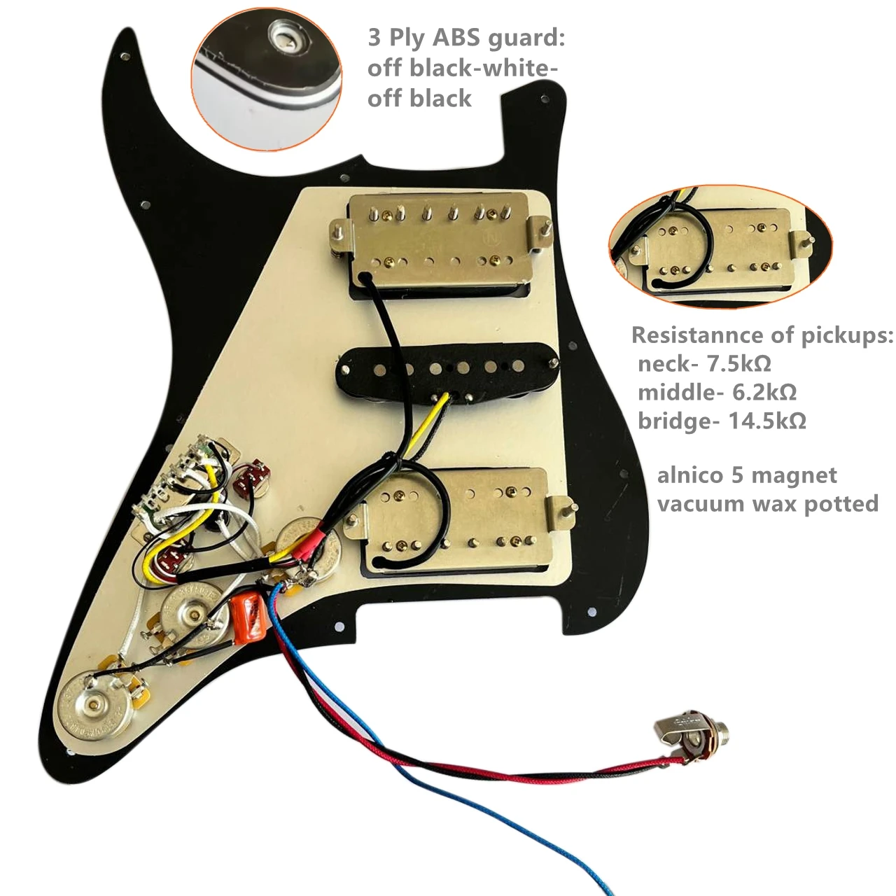 HSH Prewired Guitar Pickguard Loaded Black Alnico V Humbucker Pickups set CTS Pots Multi Switch 7 Way Toggle Guitar Parts