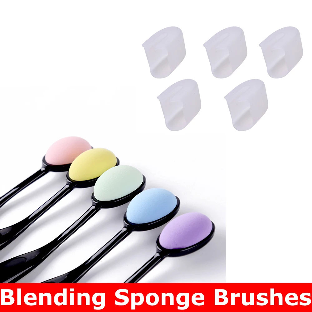 5pcs/pack Useful Blending Sponge Brushes/Cap Soft Oval Blending Brushes for DIY Inking Water-based Drawing Painting Craft Tool