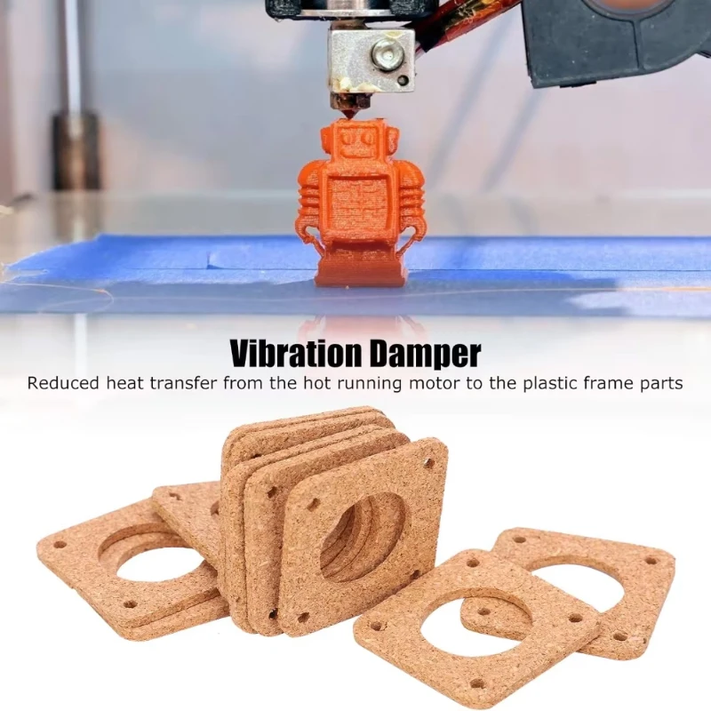 10pcs 3D Printer Anti-Vibration Cork Pad for 42 Stepper Motor, 3mm Thick, Shock-Absorbing, Wear-Resistant, Heat-Resistant Parts