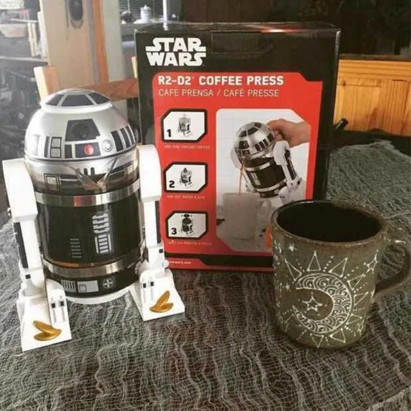 

Moka Coffee Machine R2-d2 960ml Cartoon Star Wars Robot Office Home Manual Thermal Stainless Steel Pressing Mini Coffee Pot