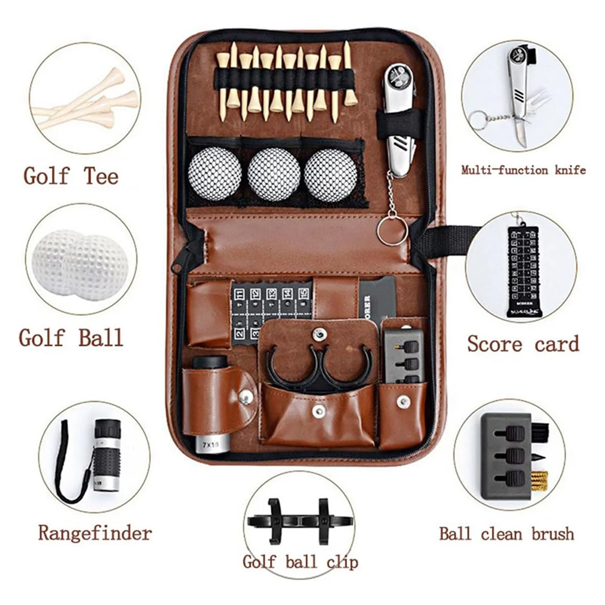 

N17R Сумка для хранения аксессуаров для гольфа с кожаным чехлом, подарок для гольфа для мужчин и женщин, можно держать дальномер