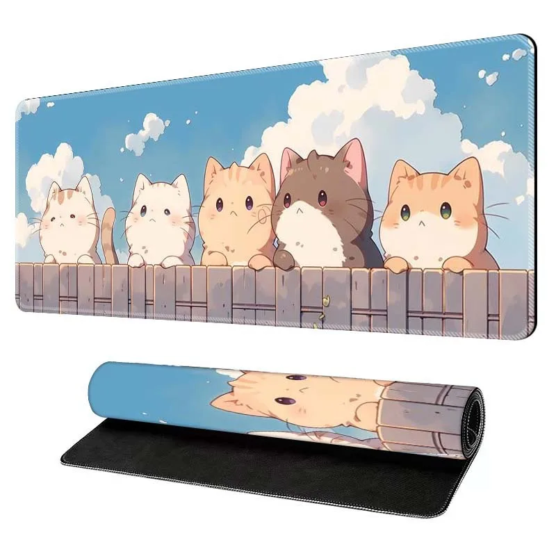 

Коврик для мыши с изображением кота в стиле аниме, противоскользящий, прочный, для дома и офиса, мультяшный игровой коврик для мыши, аксессуары для ноутбуков и ПК