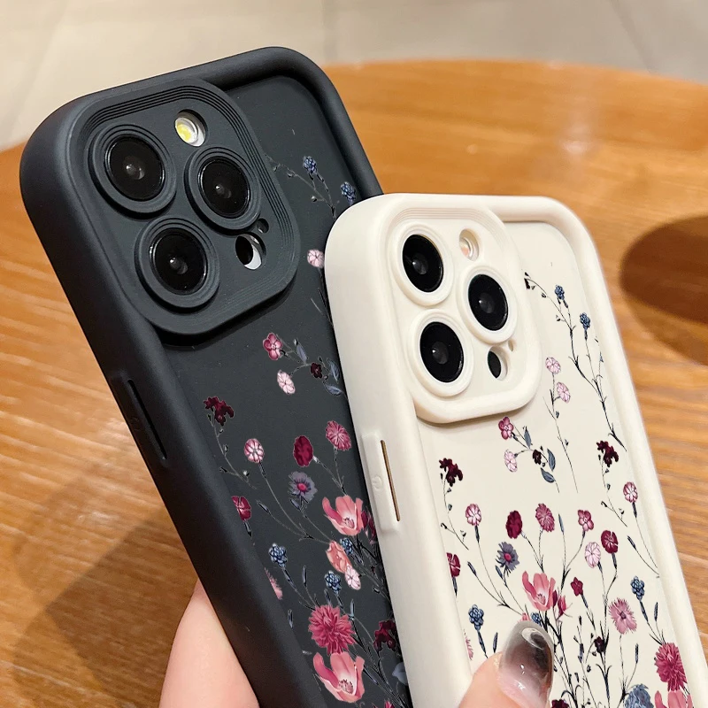 Retro Flower Case For iPhone 17e 16e 17 Air 16 15 14 Pro Max Plus 13 12 Pro Max 11 Shockproof Soft Silicone TPU Phone Back Cover