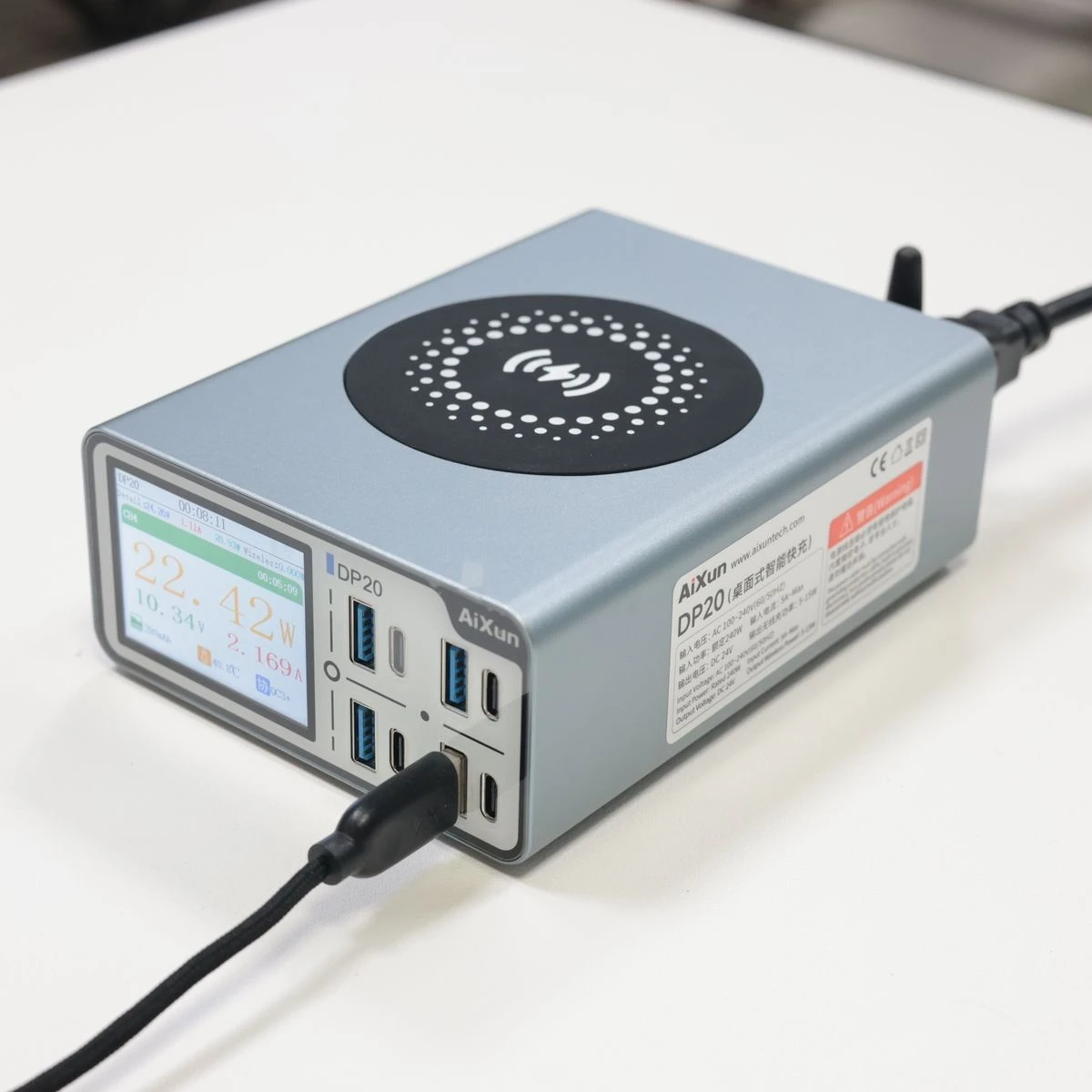 شاحن سطح المكتب الاحترافي بقدرة 200 وات AIXUN DP20 | شاشة 2.4 بوصة، 4 منافذ + أداة تحليل تيار الجهد اللاسلكي #6