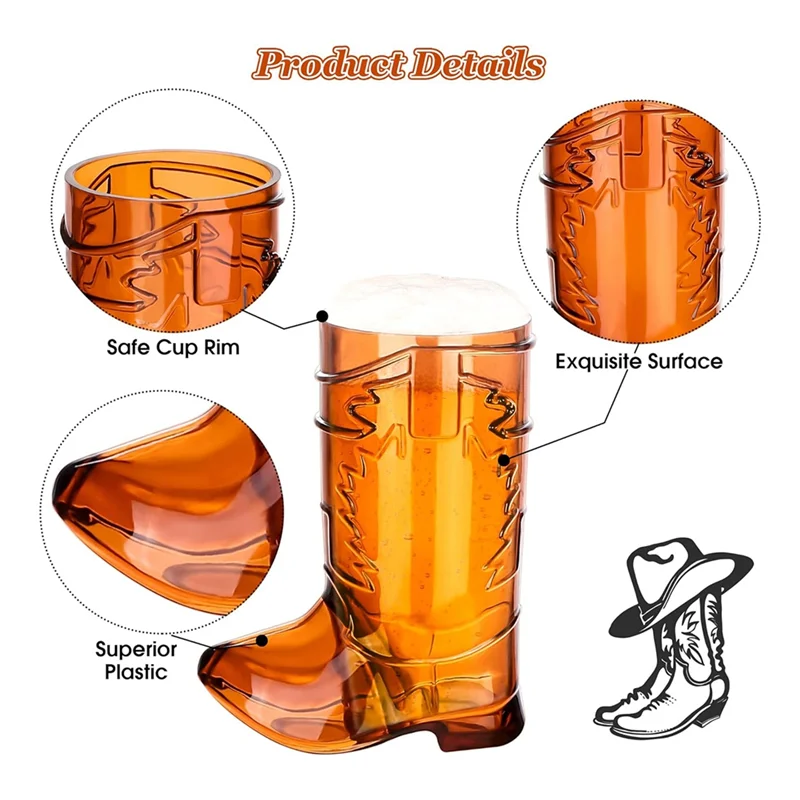 Top Sale 36 Pieces 1 OZ Clear Cowboy Glasses Mini Cowboy Boot Shot Glasses Plastic Western Cowboy Glasses