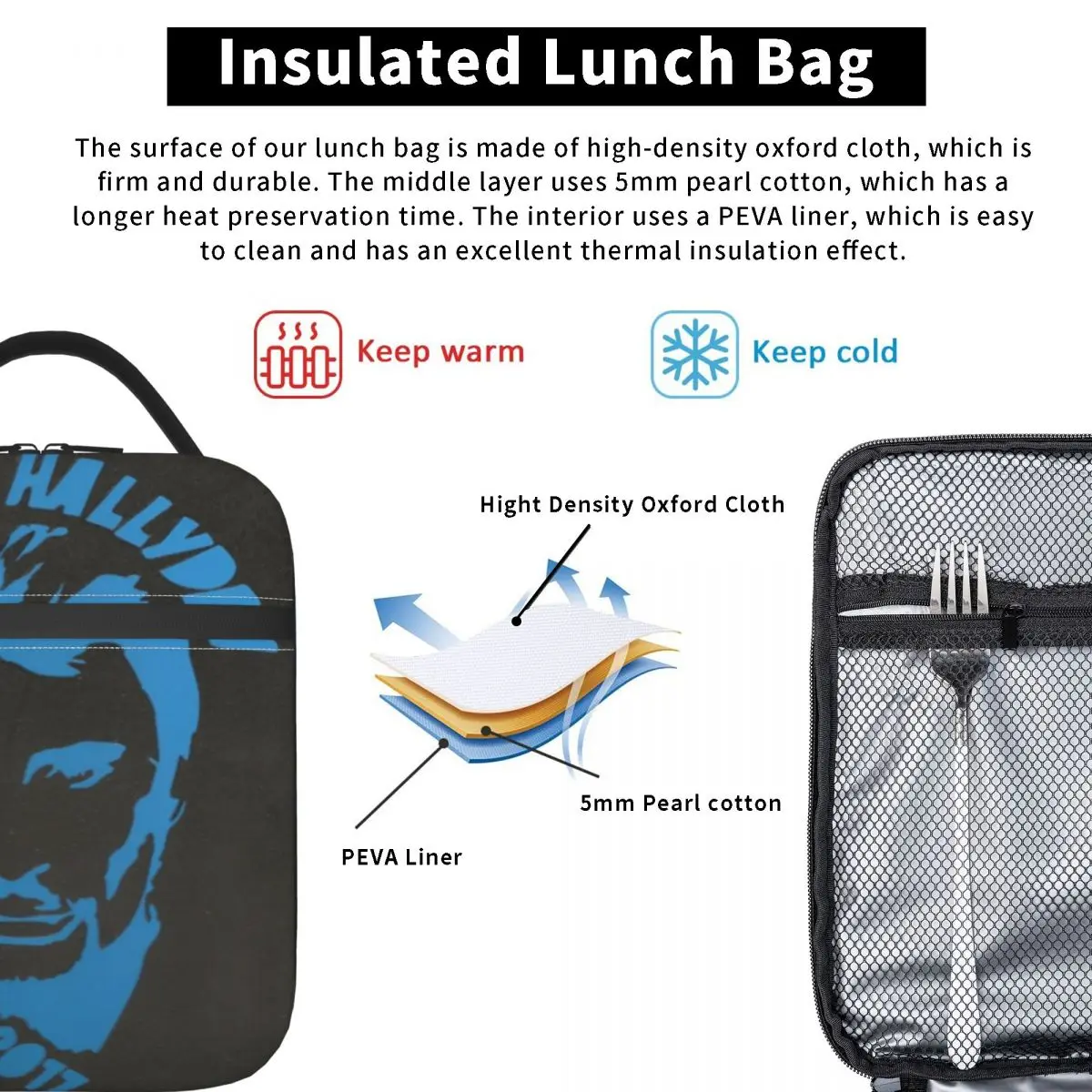 Johnny Hallyday Blue Merch Insulated Lunch Bag For Office Food Storage Bag Portable Cooler Thermal Lunch Boxes