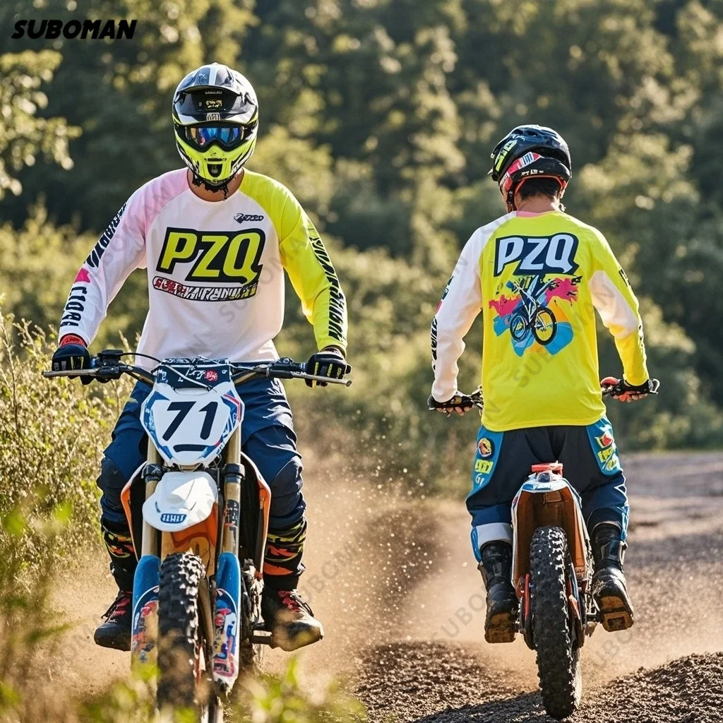 

New Men PZQ Downhill Long Sleeves Summer Outdoor Sports Mountain Off-Road Motorcycle Breathable Quick-Drying Bike Cycling Tshirt