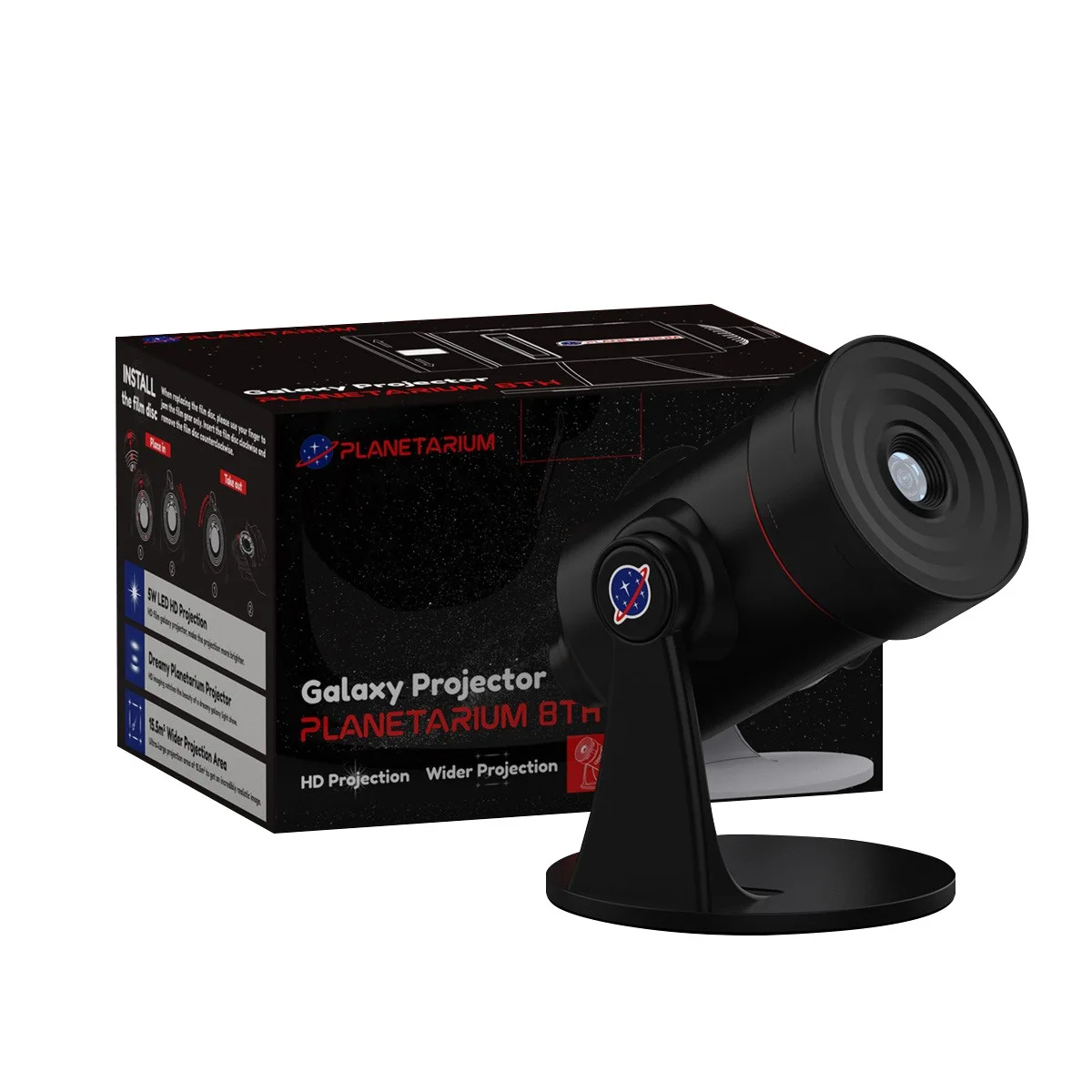 جهاز عرض Galaxy Night Light Starry عالي الدقة على شكل قرص كبير مع 28 ضوضاء بيضاء لغرفة النوم وغرفة المعيشة