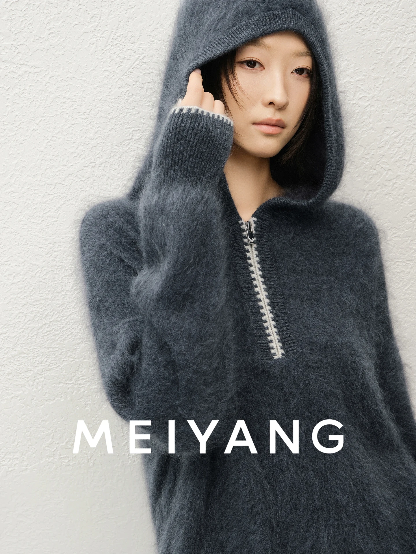 

Вязаная шерстяная толстовка Meiyang Mist Floing 2026: женская повседневная толстовка на молнии с длинным рукавом, простой крой, стандартная посадка