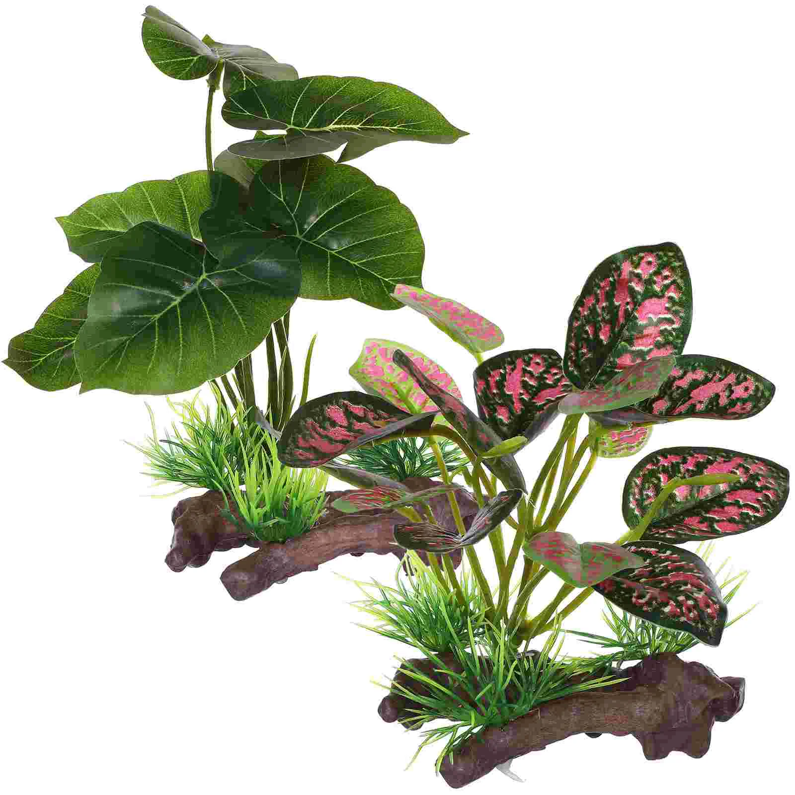 2 Pack Realistic Artificial Aquarium Plants Fish Tank Decorations Fish Hideout Fade Resistant Versatile Pet Supplies