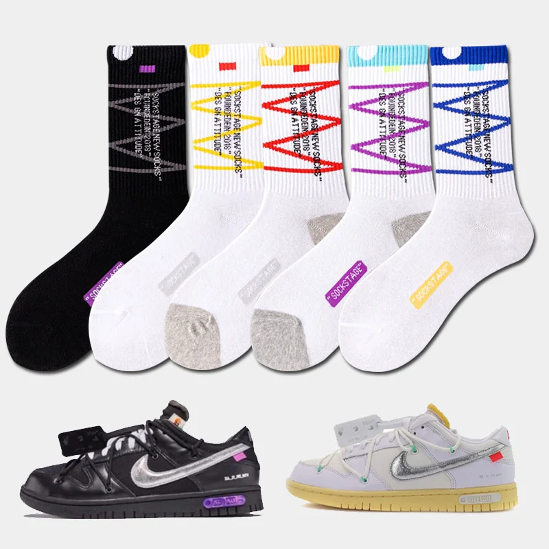 3 Paare/Box Socken Herren Neue Herbstmode signiert gemeinsam Skateboard Sport Weiß/Schwarz Trend Hip Hop Liebhaber Baumwollsocken – Detail 21