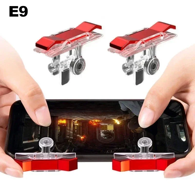 

2Pcs E9 Mobile Phone Game Trigger For PUBG 4 Finger Aim Shooting L1 R1 Metal ABS Key Button for IPhone Android Gamepad Joystick