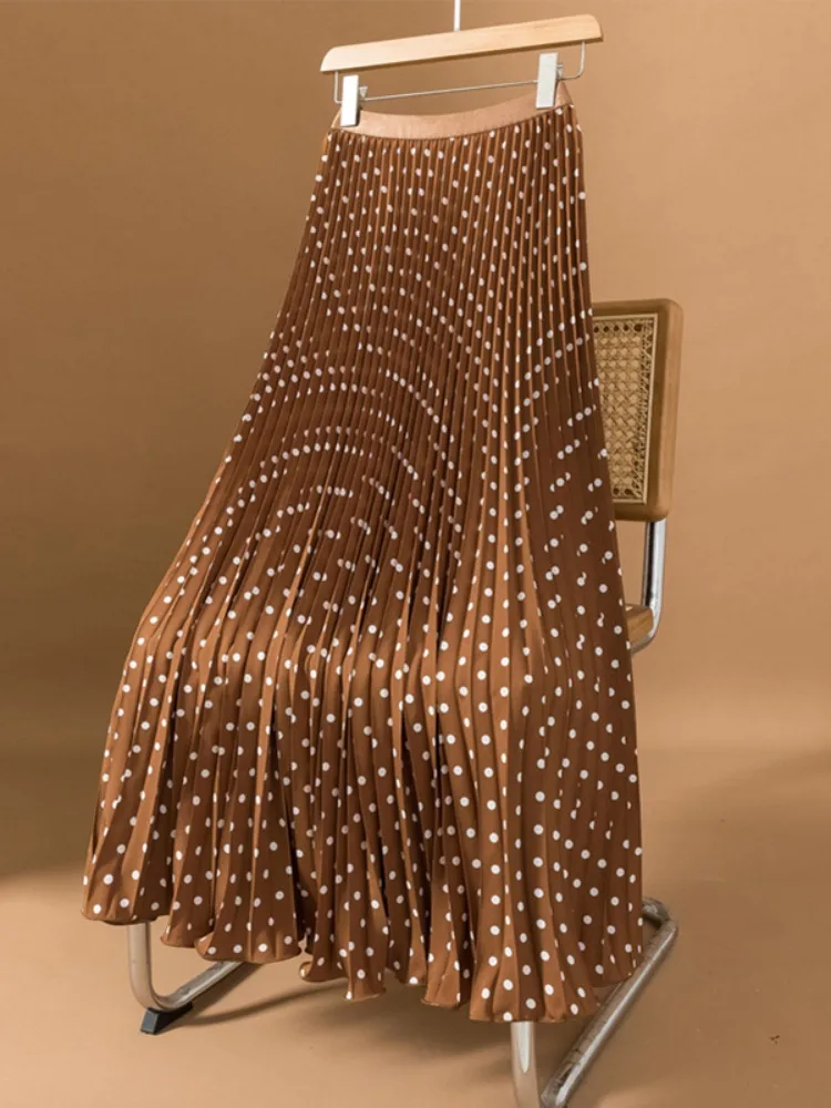 

Женская юбка-миди трапециевидной формы в горошек, свободная посадка с высокой талией, новинка лета, модное модное платье для поездок на работу