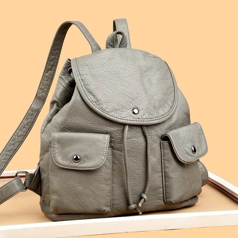 

Luxury High Quality PU Leather Ladies Backpack Fashion Rivet Design Ladies Shoulder Bag Large Capacity Women Anti-theft Backpack
