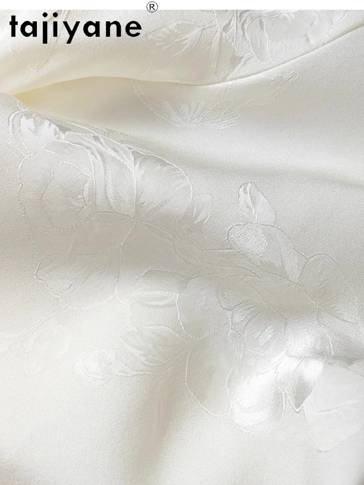 TAJIYANE 100% Mulberry Silk T Shirts for Woman Summer White T Shirt High Quality Short Sleeve Tops Women Clothing 2025 Футболка