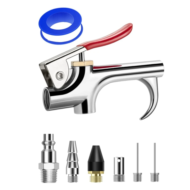 

8 Pcs Air Nozzle Blow-Gun Sets, Metal Air Blow-Gun W/ 1/4Inch NPT Quick Fitting With 5 Pcs Air Nozzle