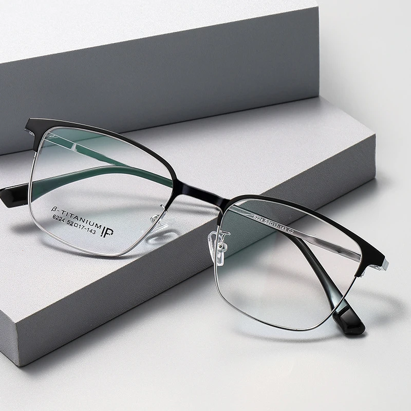 

β Titanium Male Square Business Glass Frames for Men, Eyeglasses Frame for Myopia Glasses F6224