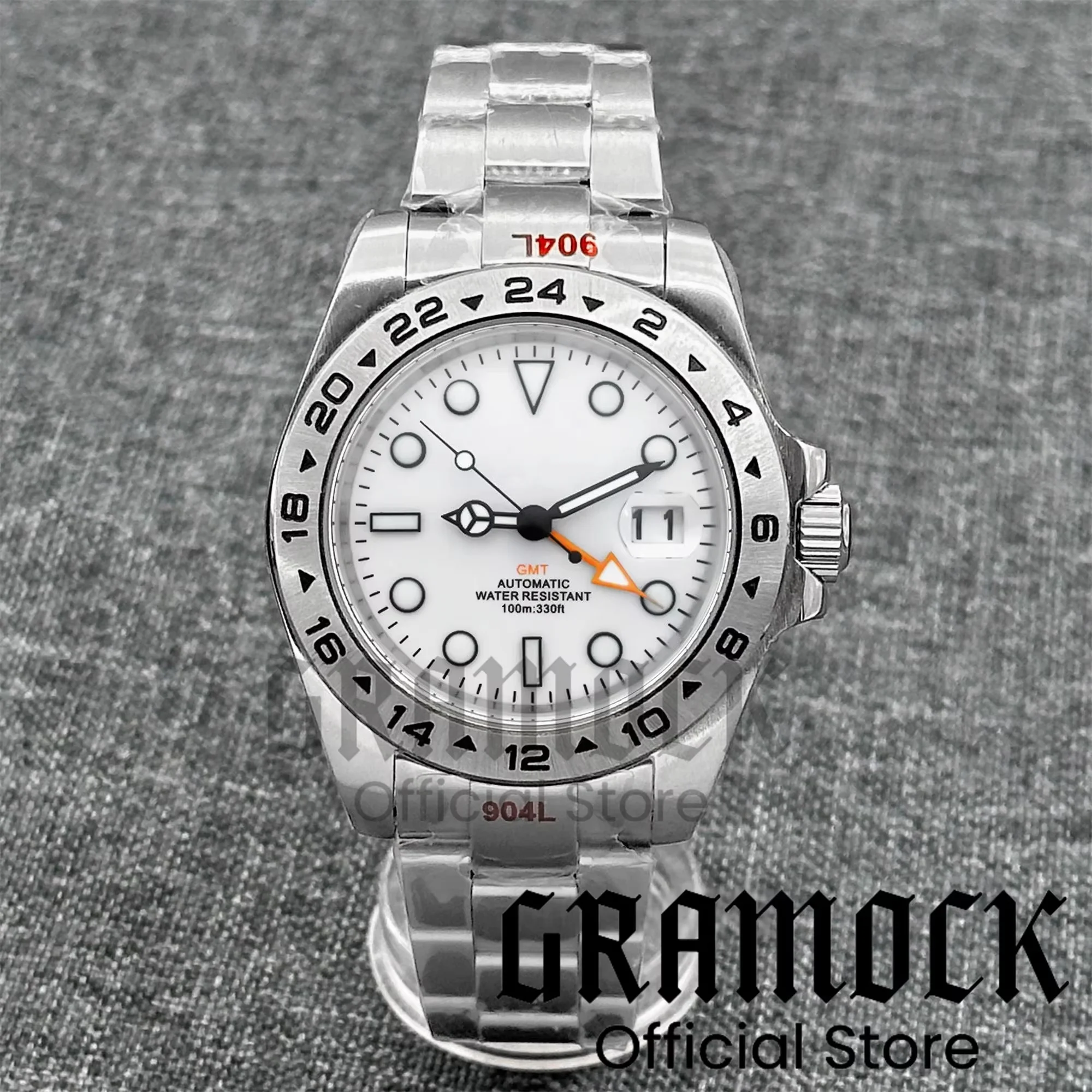 Gramock 40mm 43mm GMT Men's Mechanical Watch Arabic Numerals Automatic EXP2 Watch Sapphire Glass White Dial Luminous Waterproof